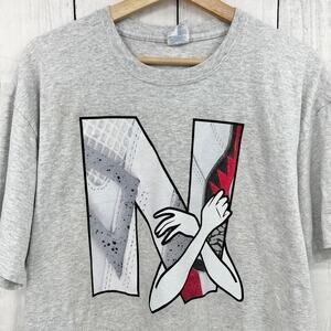 Port & Company XL Gray N Graphic Print Tee Shirt T-Shirt Short Sleeve Men's